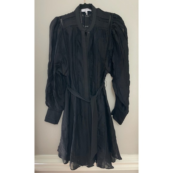 Reiss Black Sheer Long Sleeve Dress - Picture 2 of 10